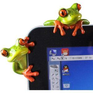 2 Pcs Funny Resin Frogs Decor, 3D Creative Craft Animal Frog Figurine